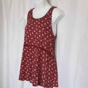Women's Burgundy Floral Tank Top